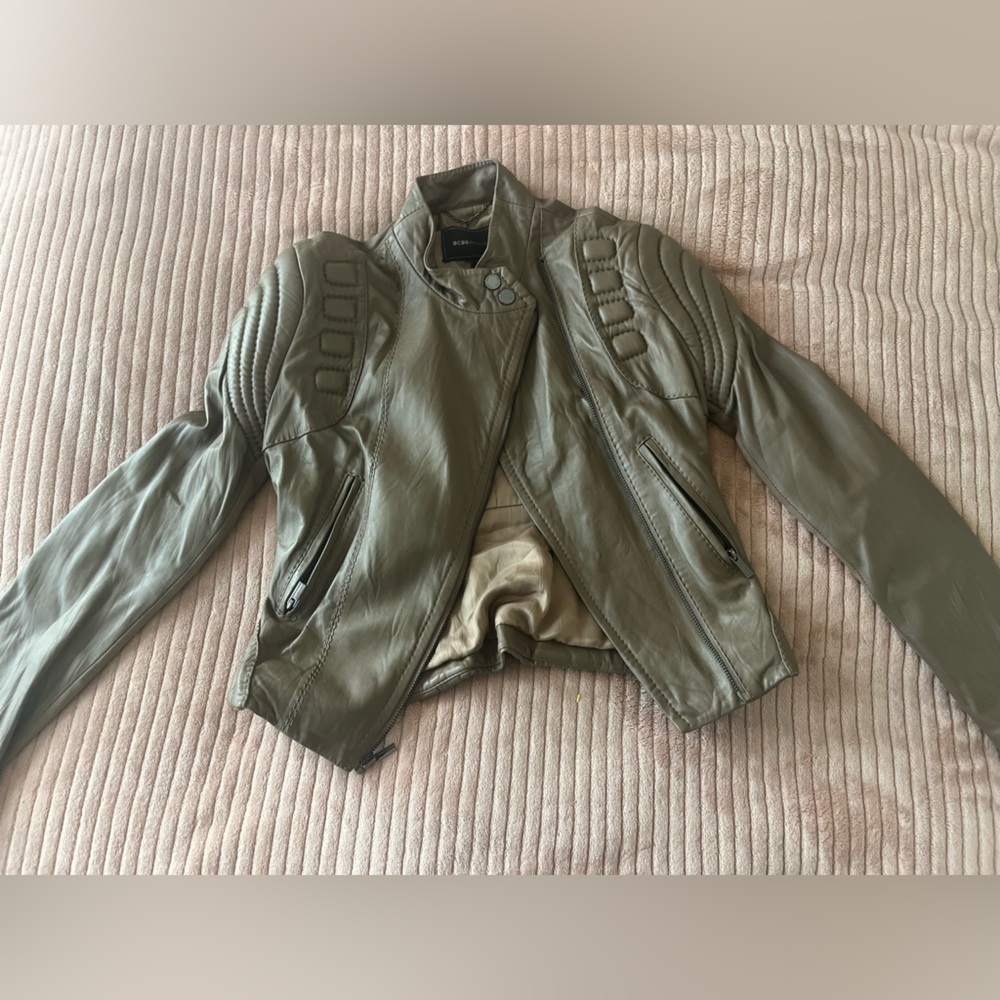 BcbgMaxazria Padded Moto Leather Jacket